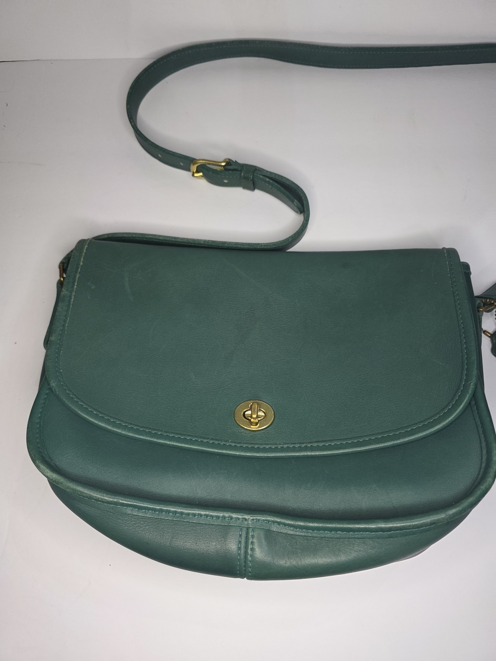 Vintage Coach Green Leather City Bag 9790